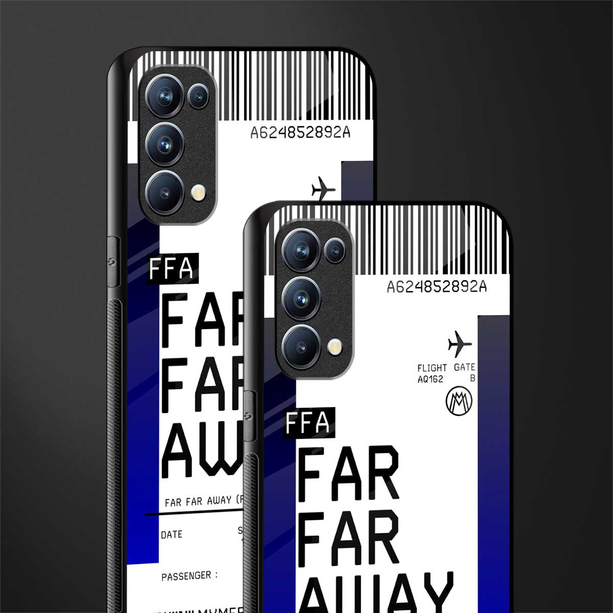 far far away boarding pass ticket back phone cover | glass case for oppo reno 5
