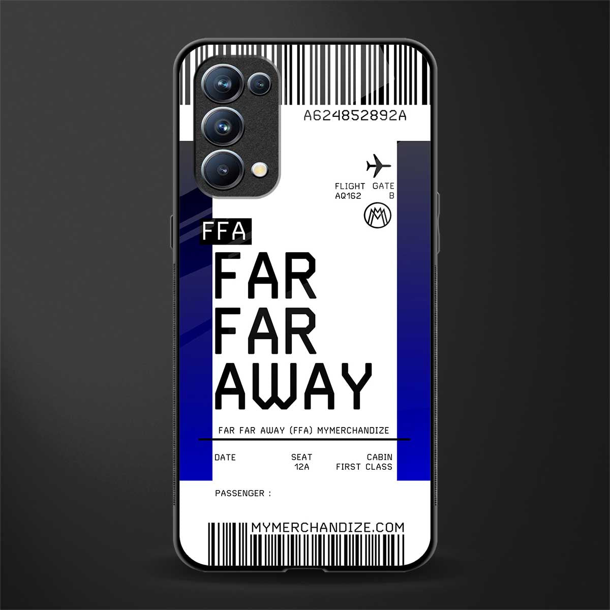 far far away boarding pass ticket back phone cover | glass case for oppo reno 5