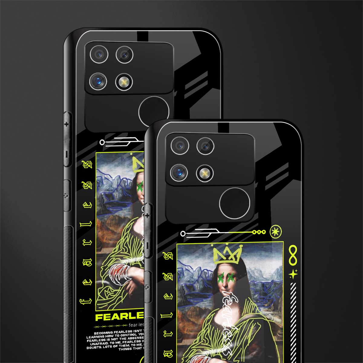fearless mona lisa back phone cover | glass case for realme narzo 50a