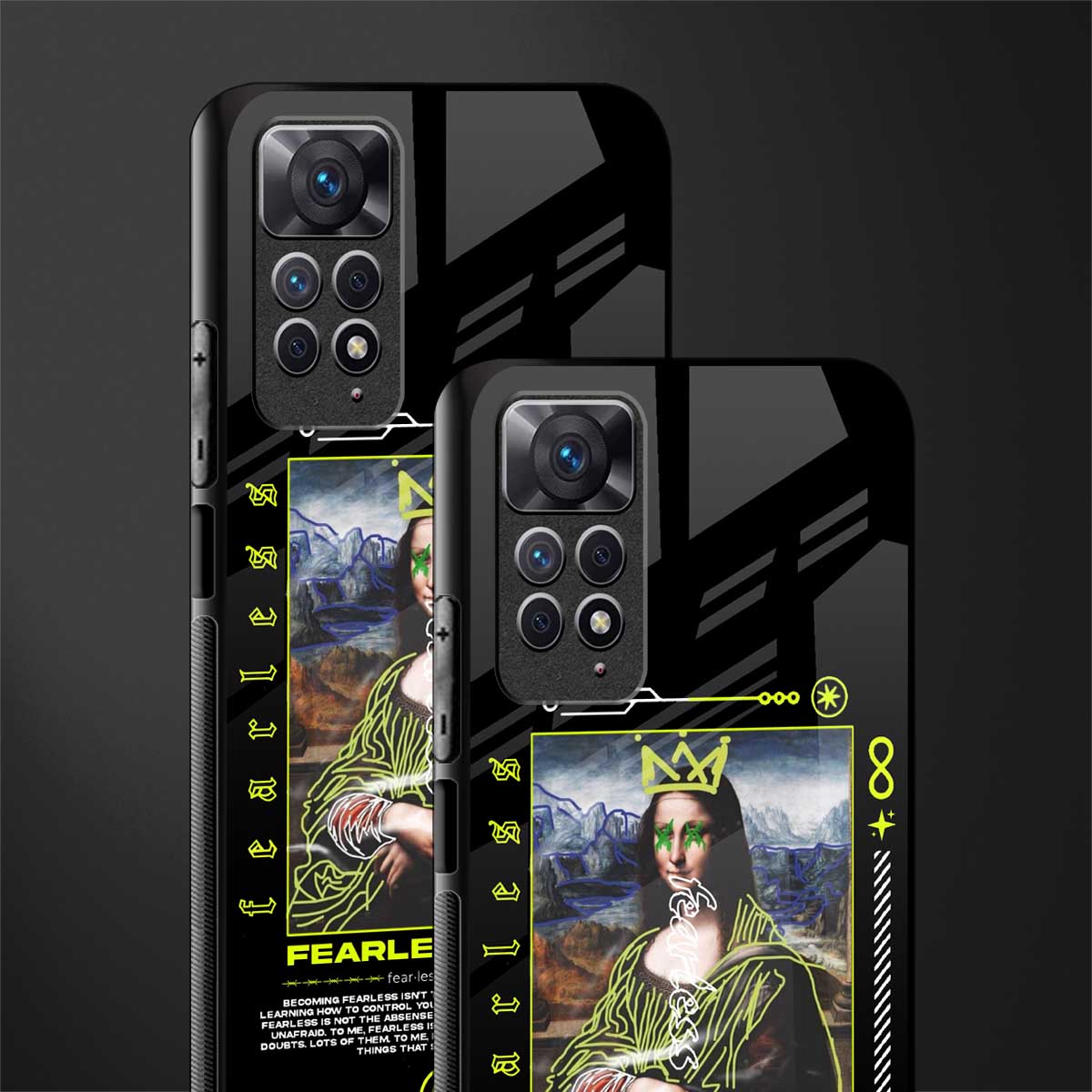 fearless mona lisa back phone cover | glass case for redmi note 11 pro plus 4g/5g