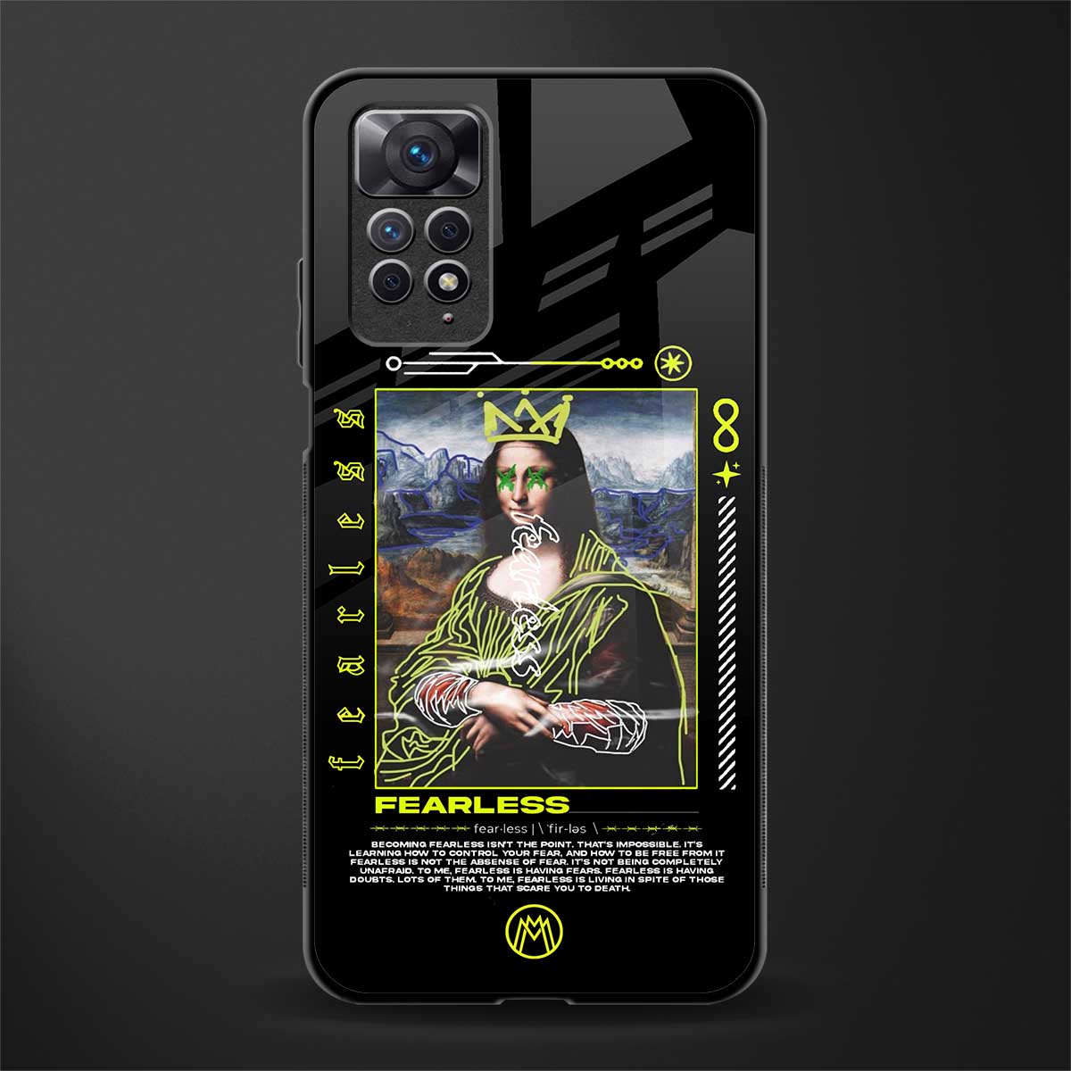 fearless mona lisa back phone cover | glass case for redmi note 11 pro plus 4g/5g