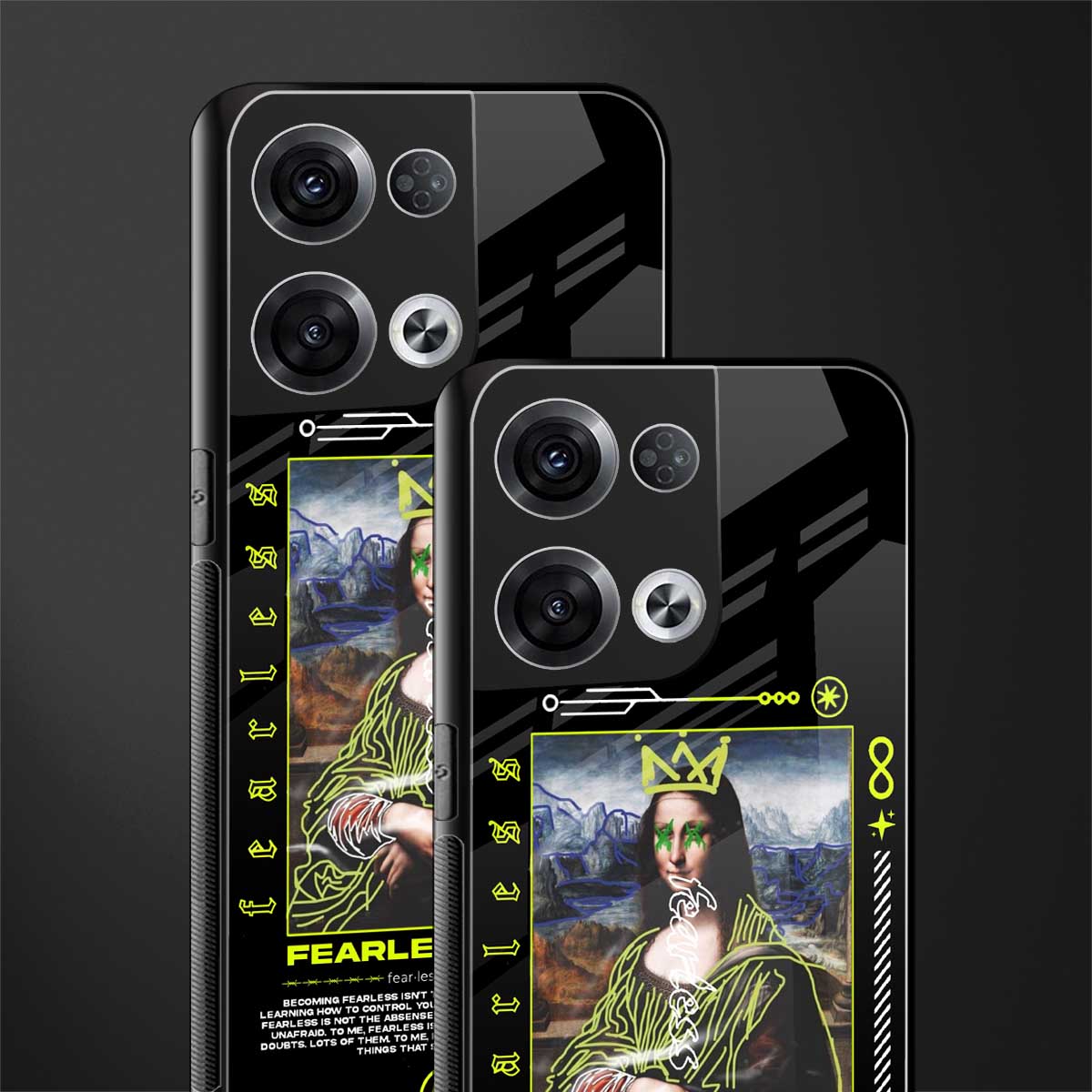 fearless mona lisa back phone cover | glass case for oppo reno 8