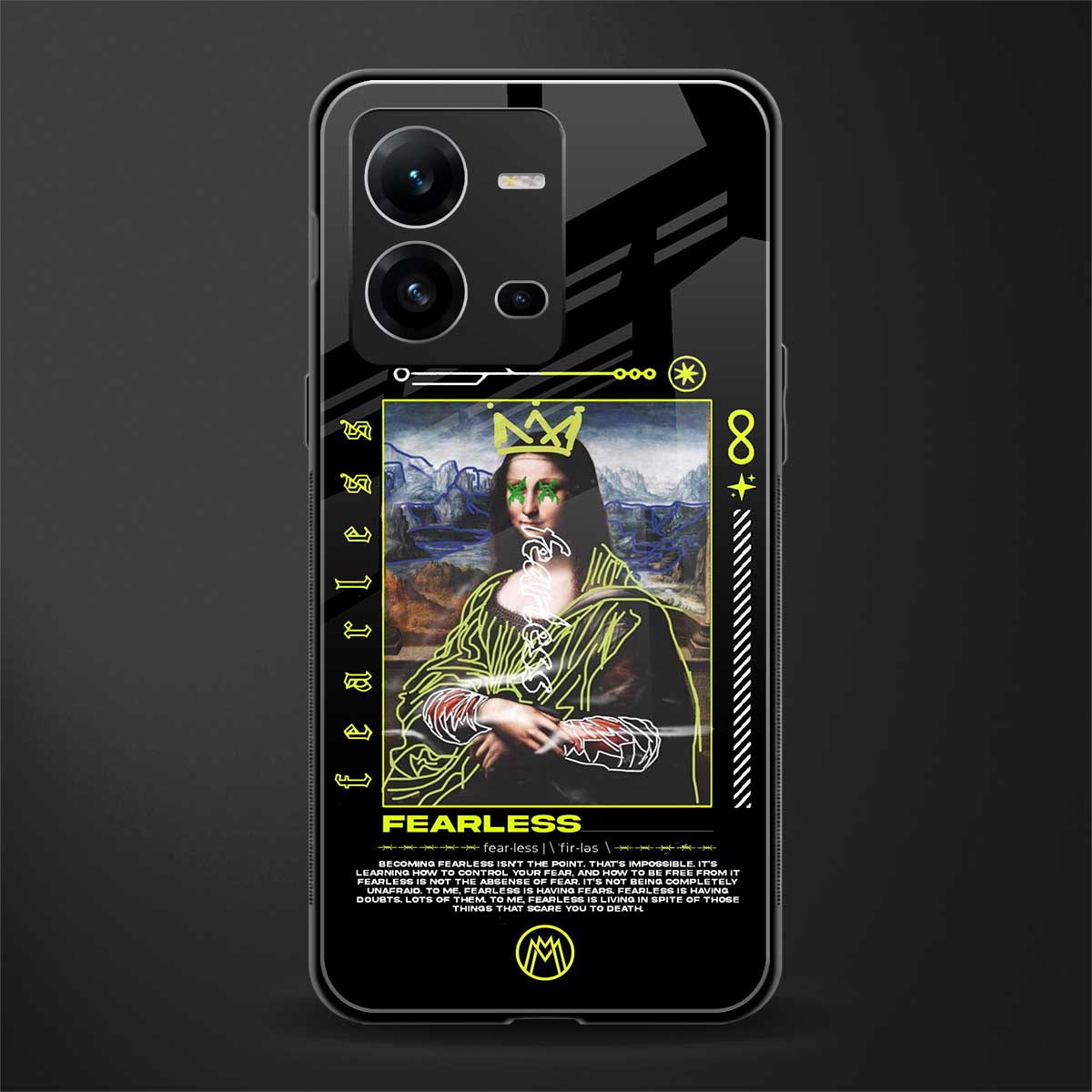 fearless mona lisa back phone cover | glass case for vivo v25-5g