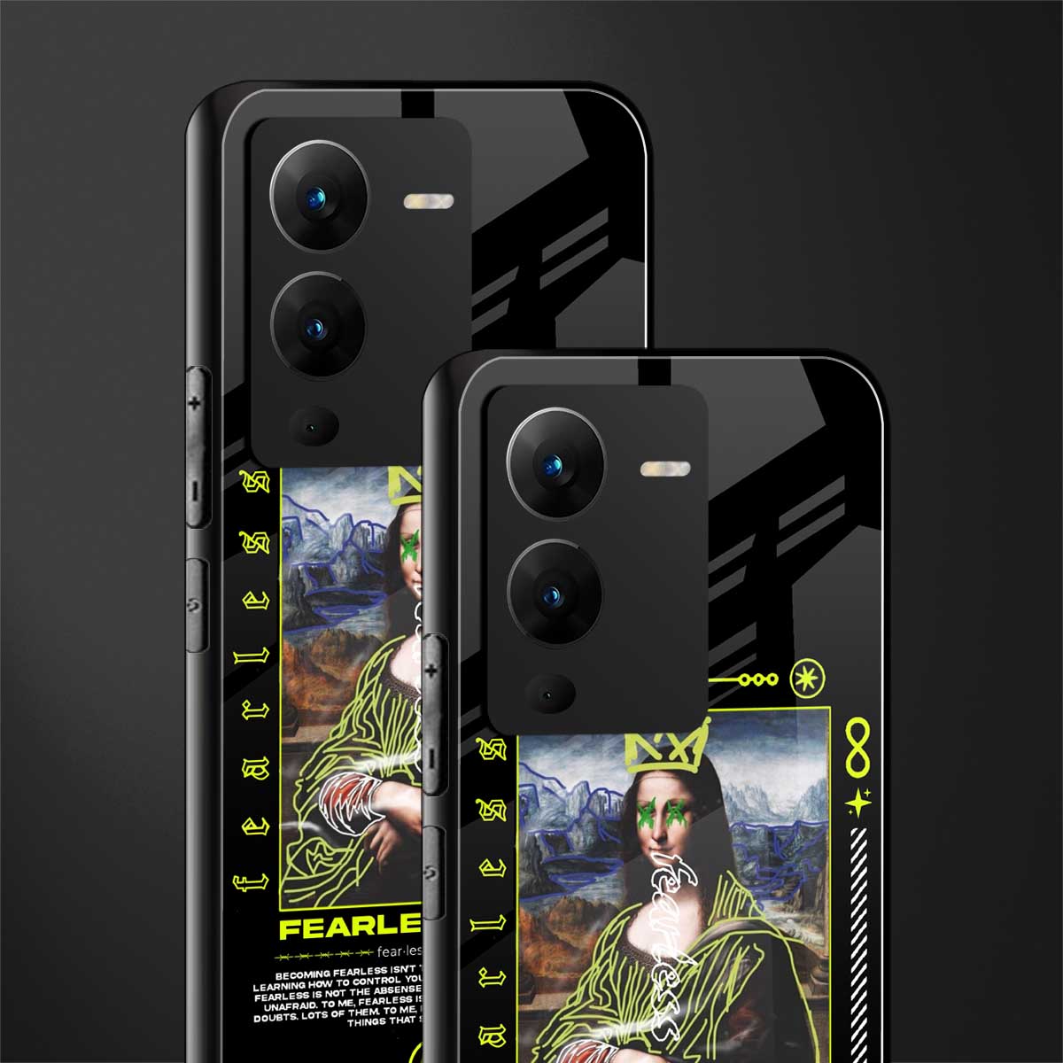 fearless mona lisa back phone cover | glass case for vivo v25 pro 5g