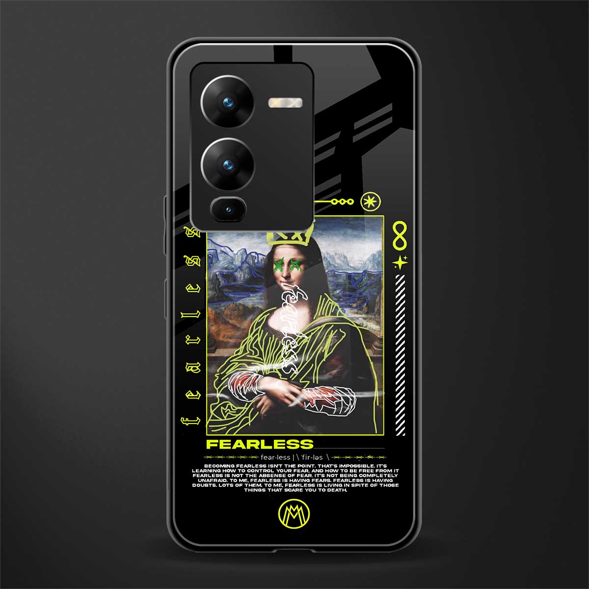 fearless mona lisa back phone cover | glass case for vivo v25 pro 5g