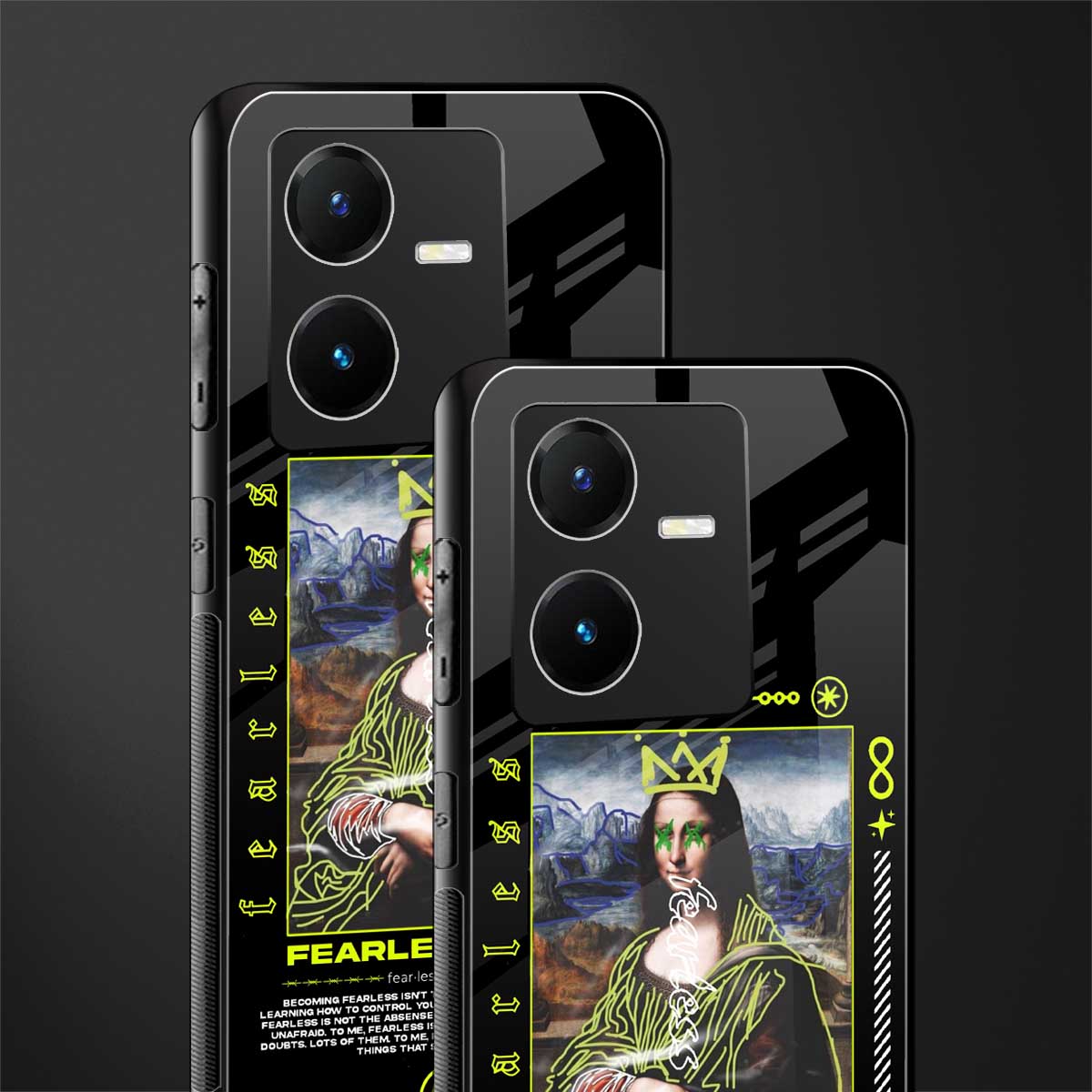 fearless mona lisa back phone cover | glass case for vivo y22