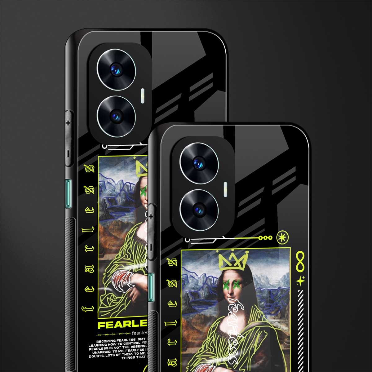 fearless mona lisa back phone cover | glass case for realme c55