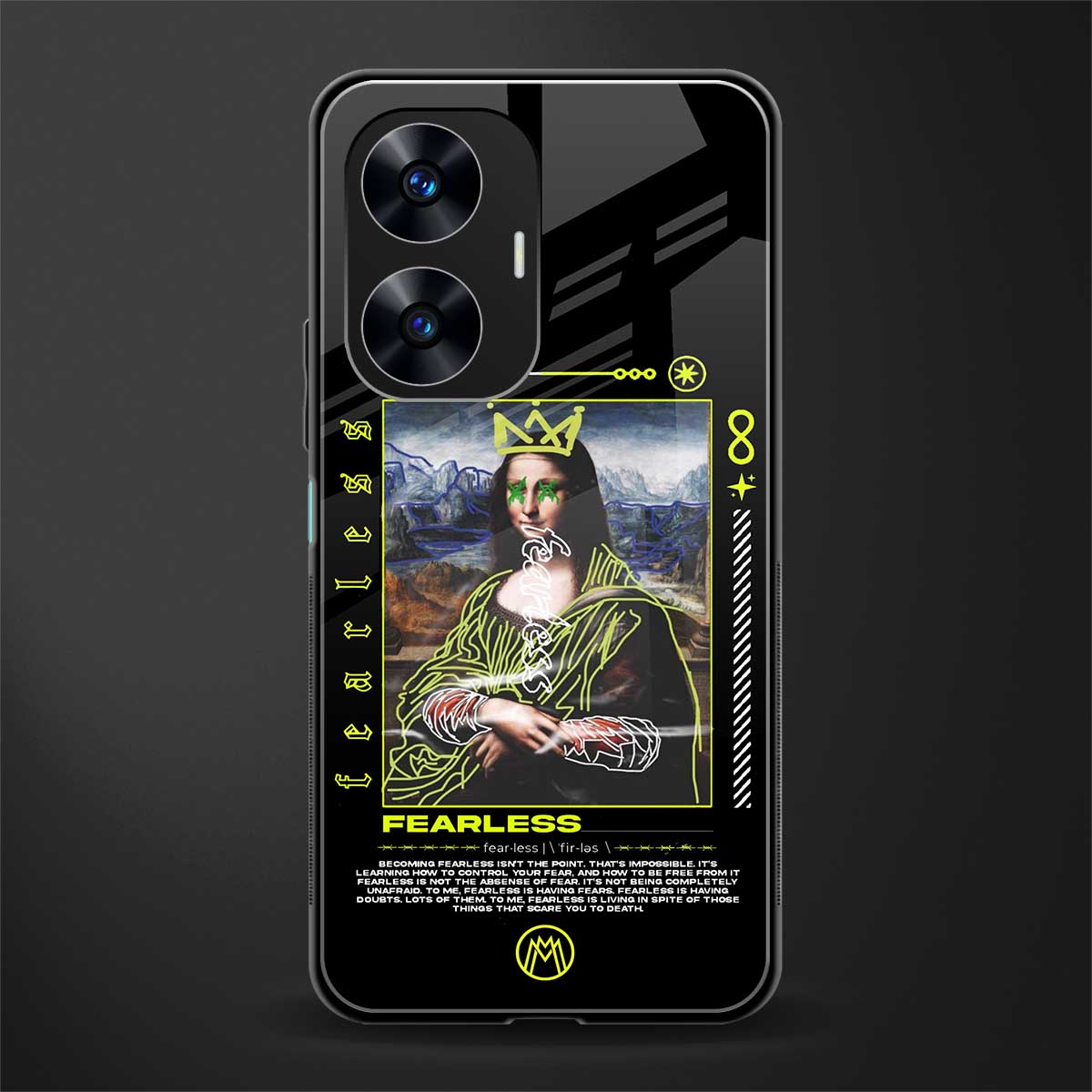 fearless mona lisa back phone cover | glass case for realme c55