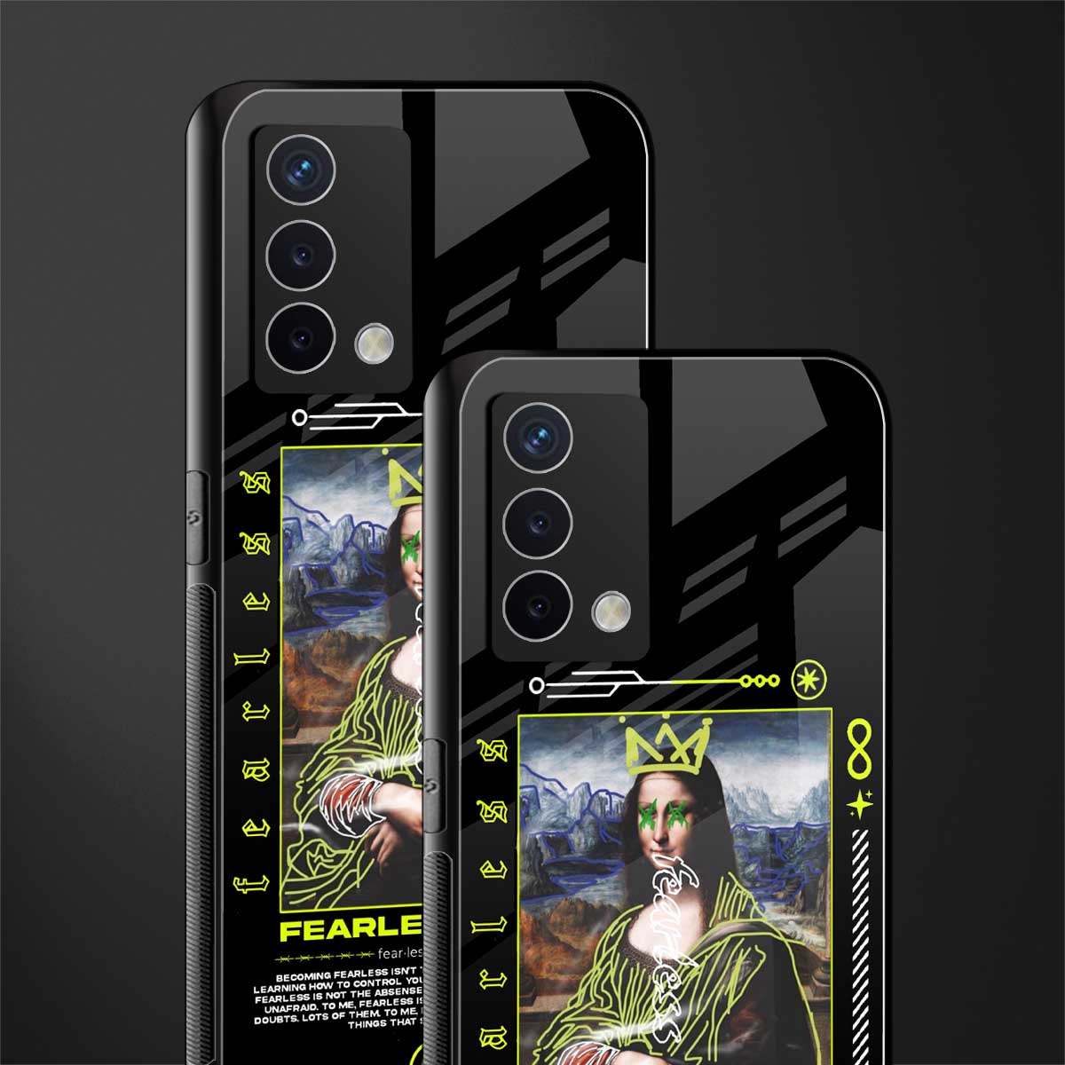 fearless mona lisa back phone cover | glass case for oppo a74 4g