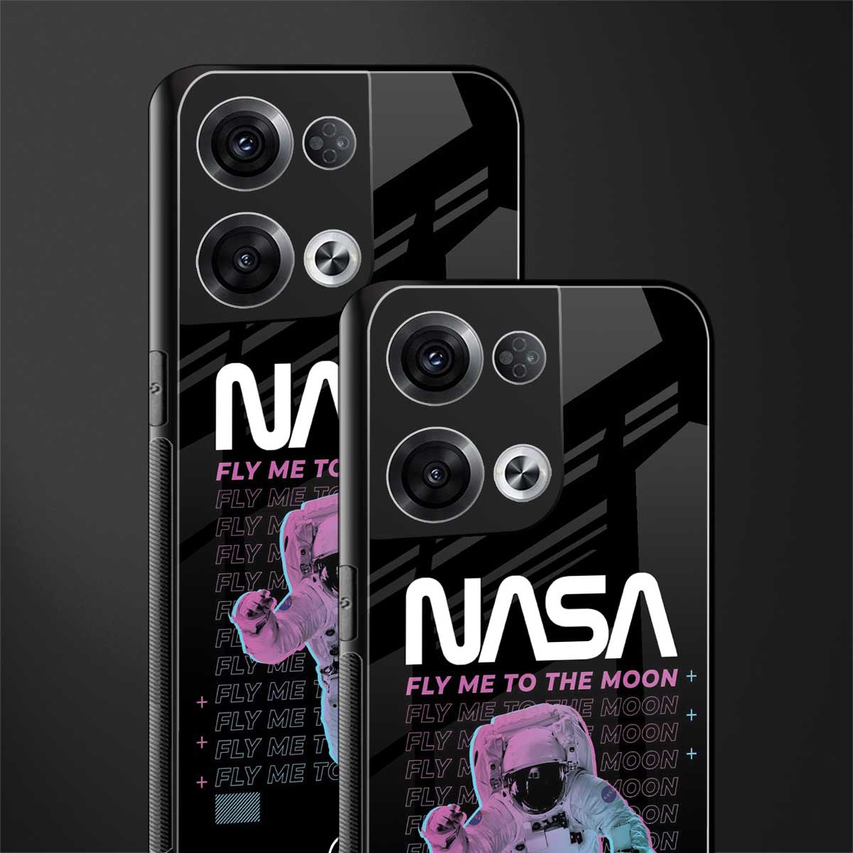 fly me to the moon back phone cover | glass case for oppo reno 8