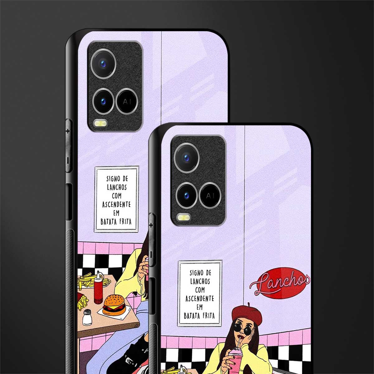 foodie diner glass case for vivo y33s vivo y33t image-2