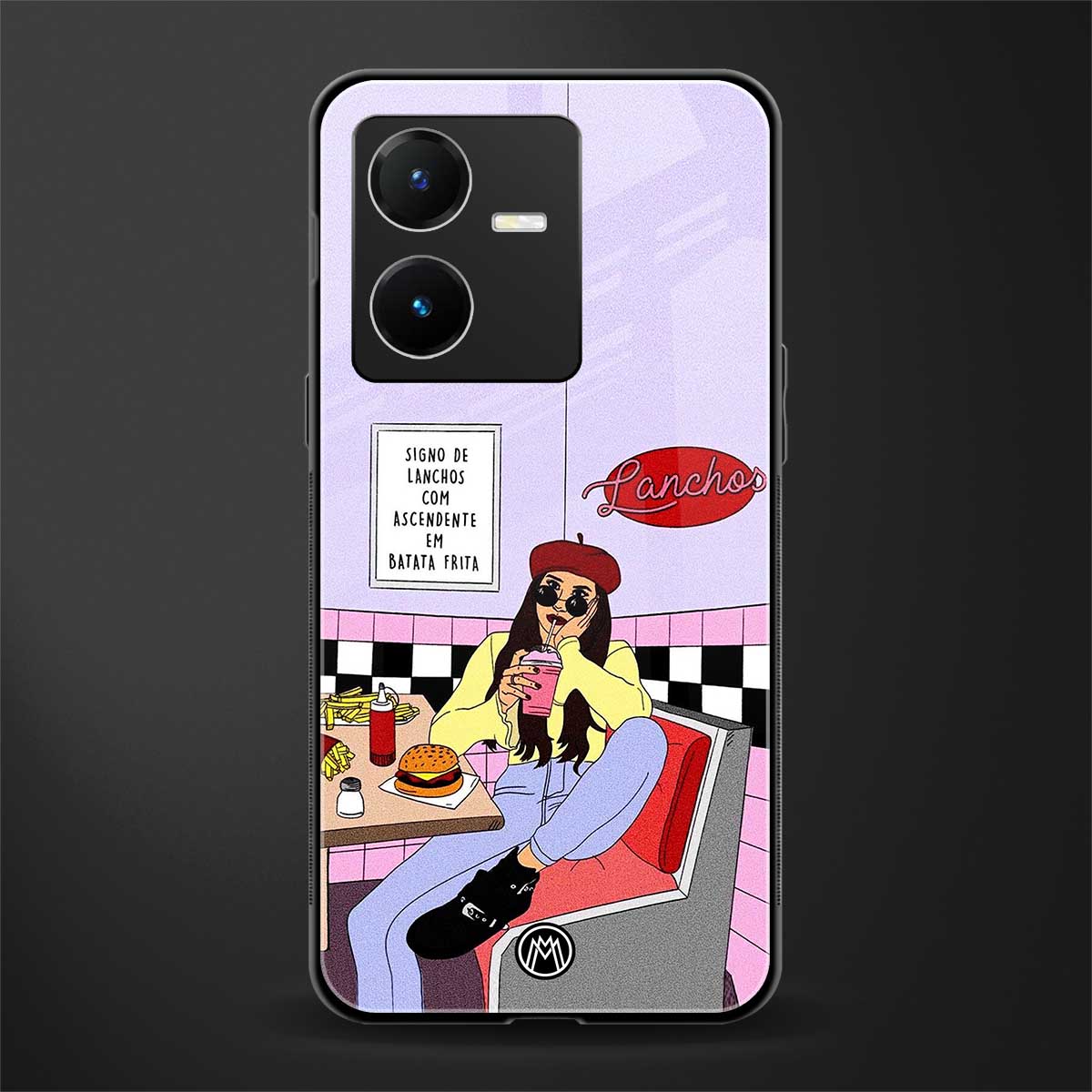 foodie diner back phone cover | glass case for vivo y22