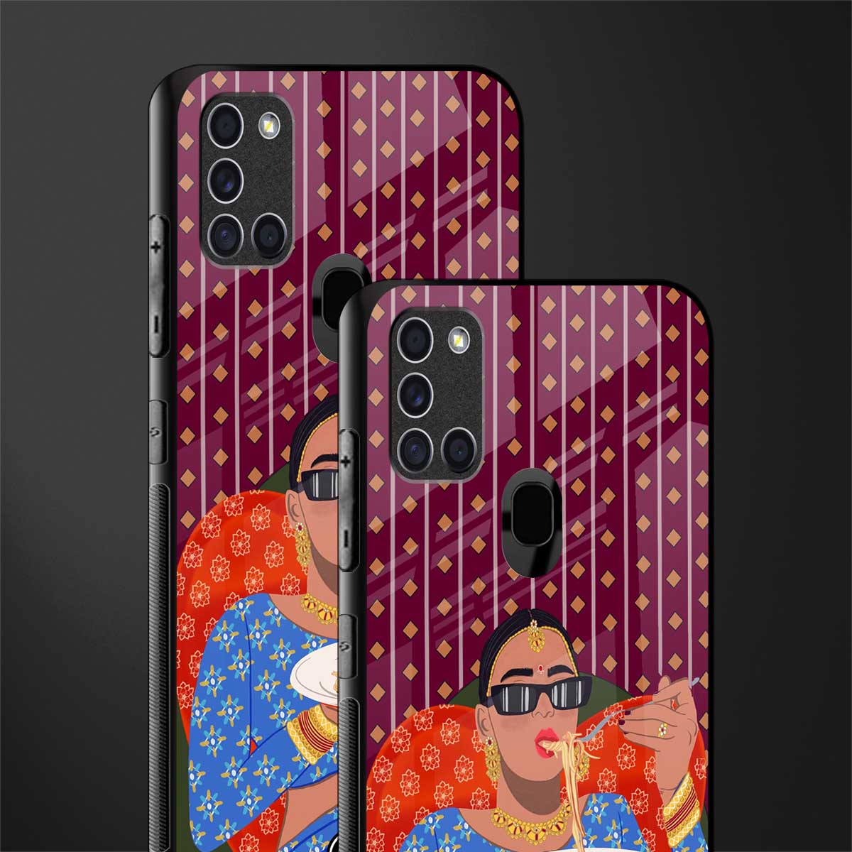 foodie queen glass case for samsung galaxy a21s image-2