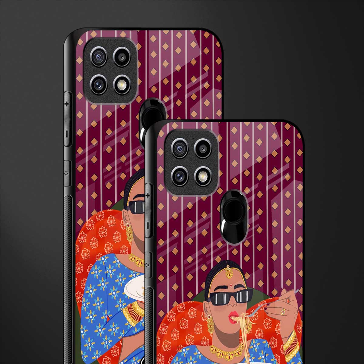 foodie queen glass case for oppo a15s image-2