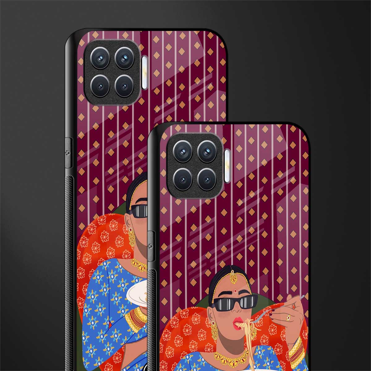 foodie queen glass case for oppo f17 pro image-2