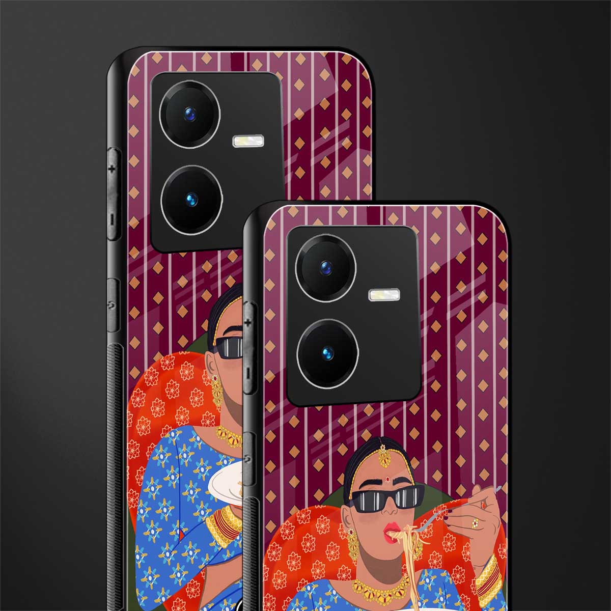 foodie queen back phone cover | glass case for vivo y22