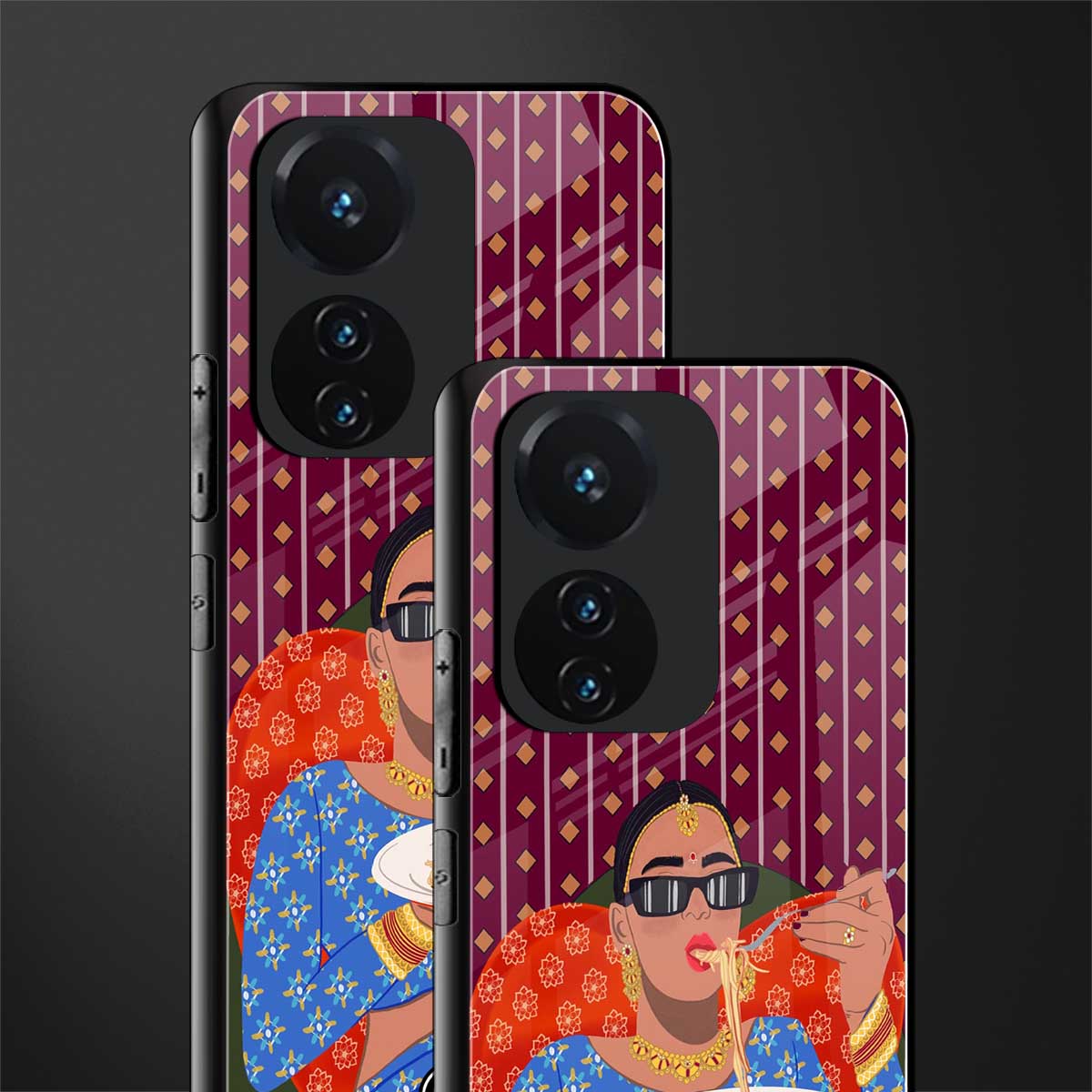 foodie queen back phone cover | glass case for vivo t1 44w 4g