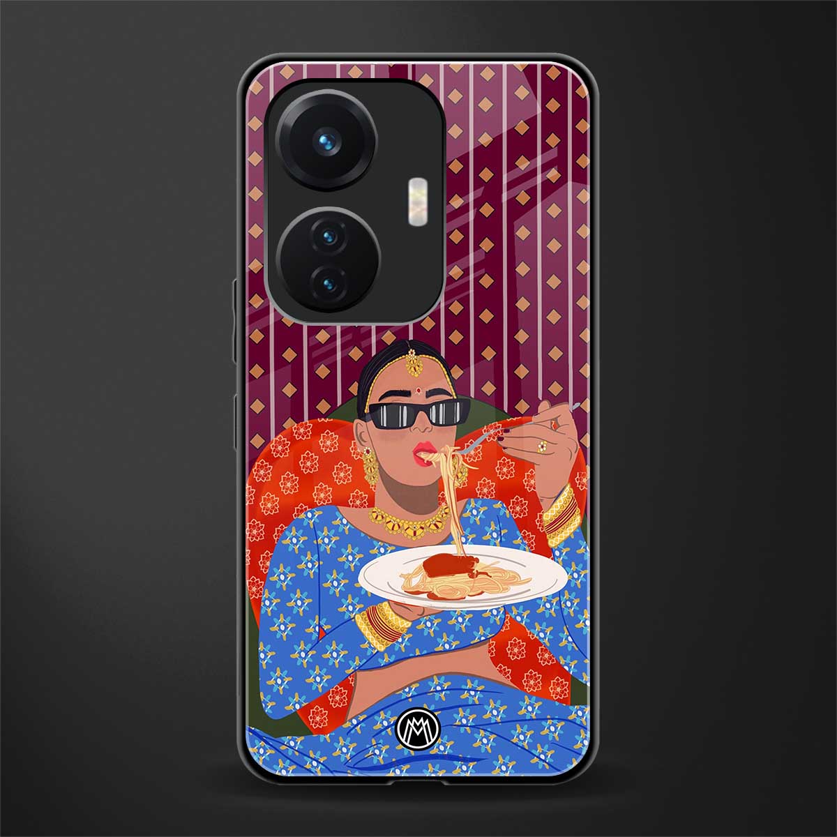 foodie queen back phone cover | glass case for vivo t1 44w 4g