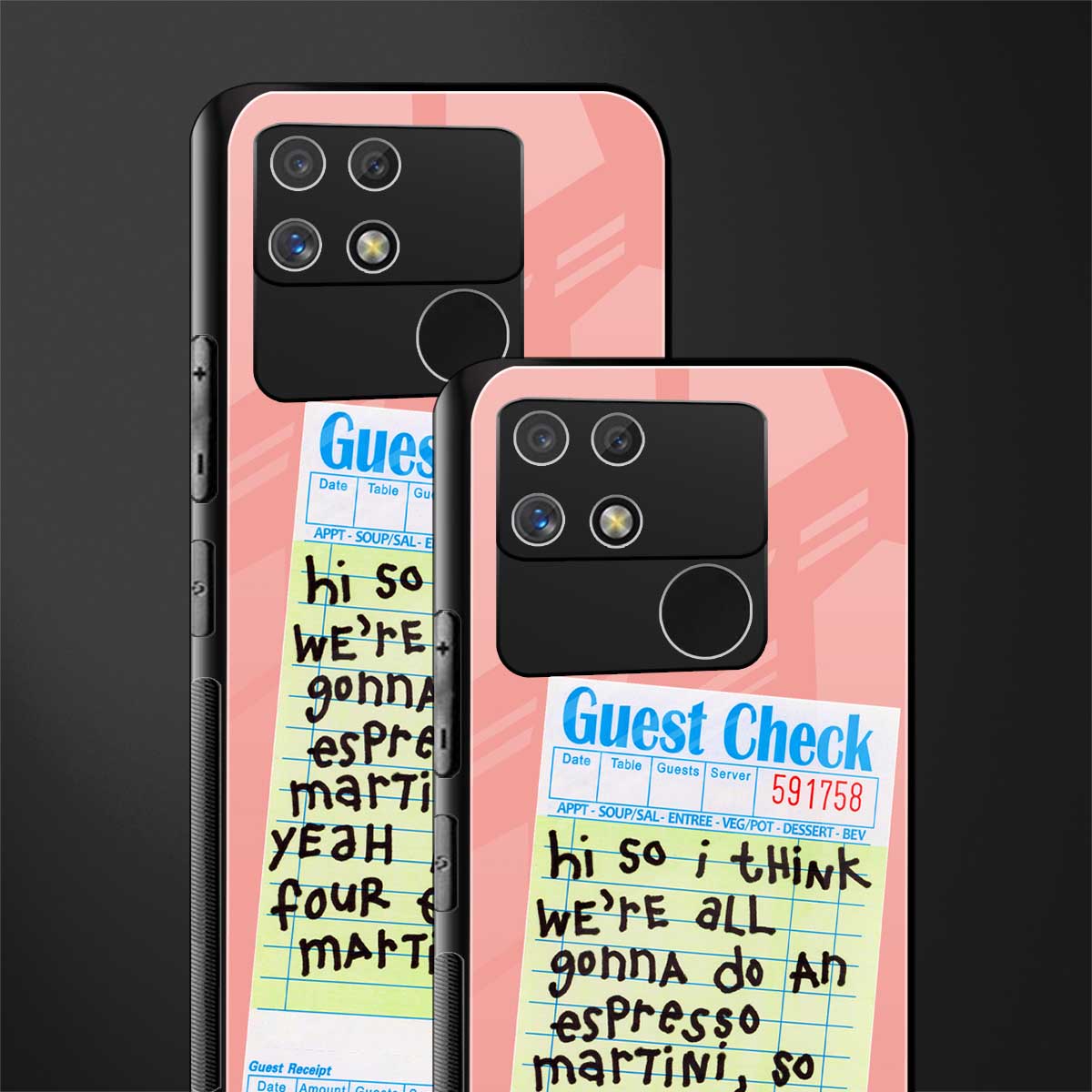 four espresso martinis back phone cover | glass case for realme narzo 50a