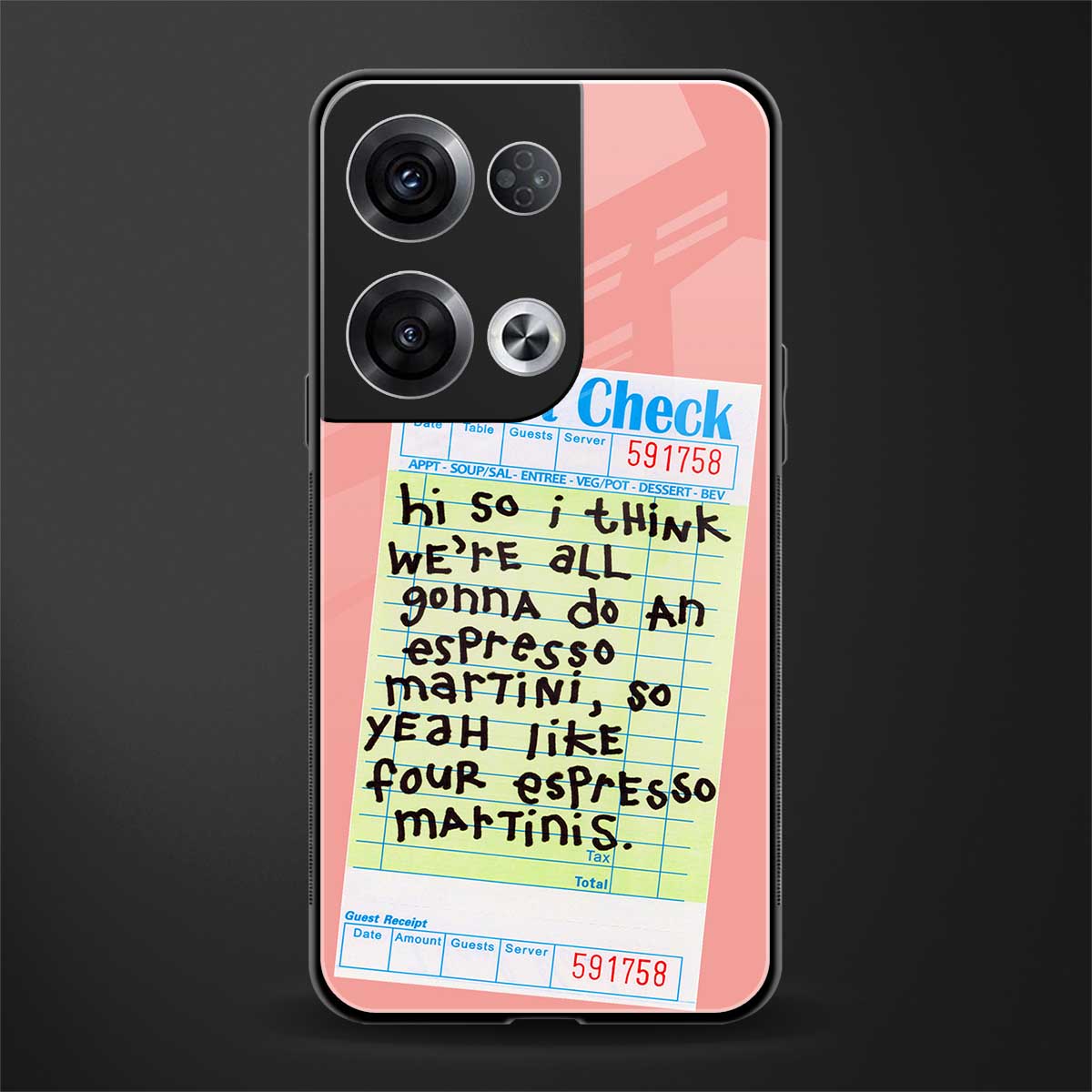 four espresso martinis back phone cover | glass case for oppo reno 8 pro