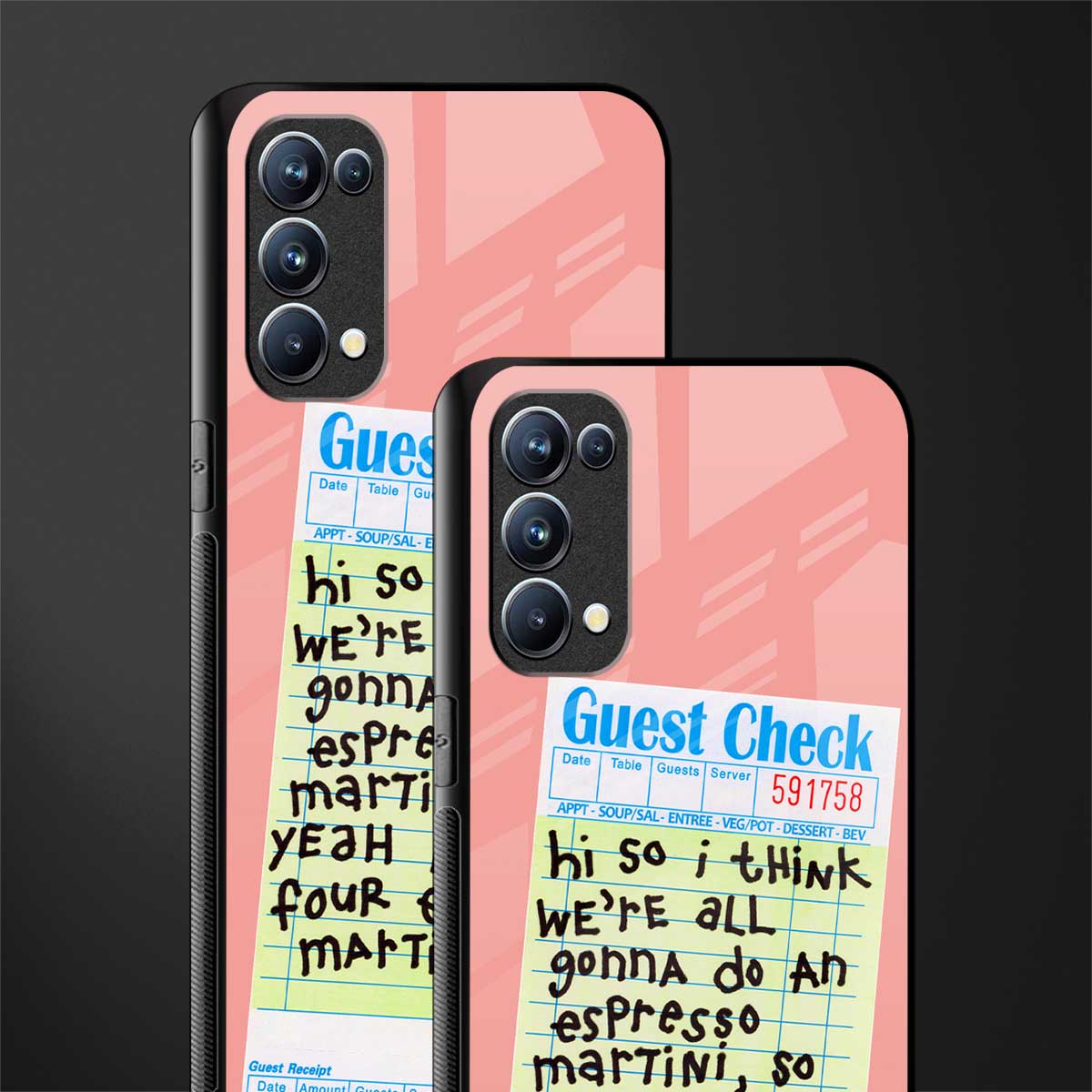 four espresso martinis back phone cover | glass case for oppo reno 5
