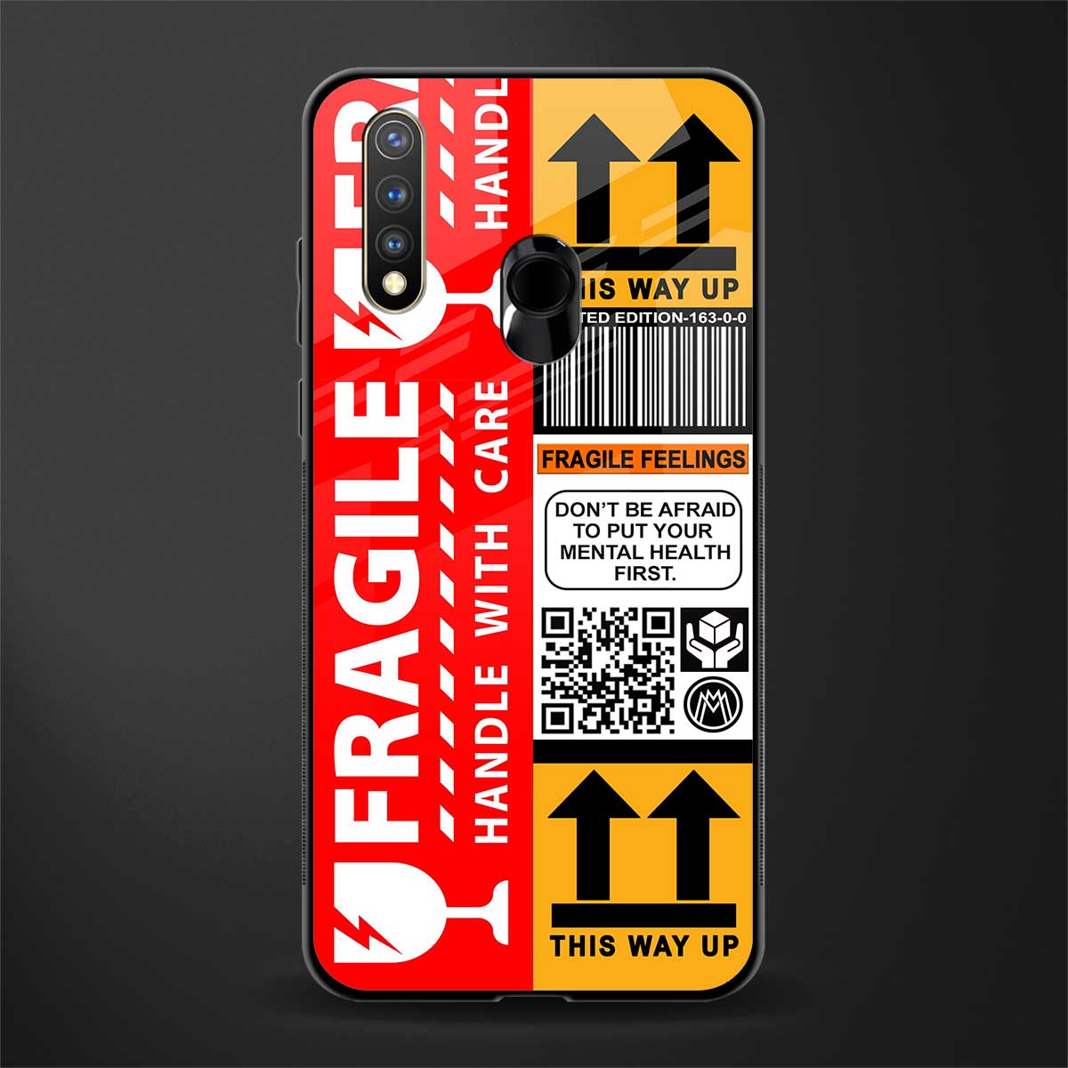 fragile feelings glass case for vivo u20 image