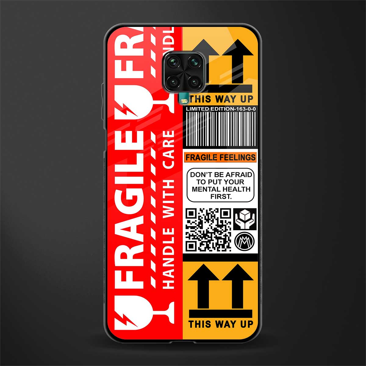 fragile feelings glass case for redmi note 9 pro image