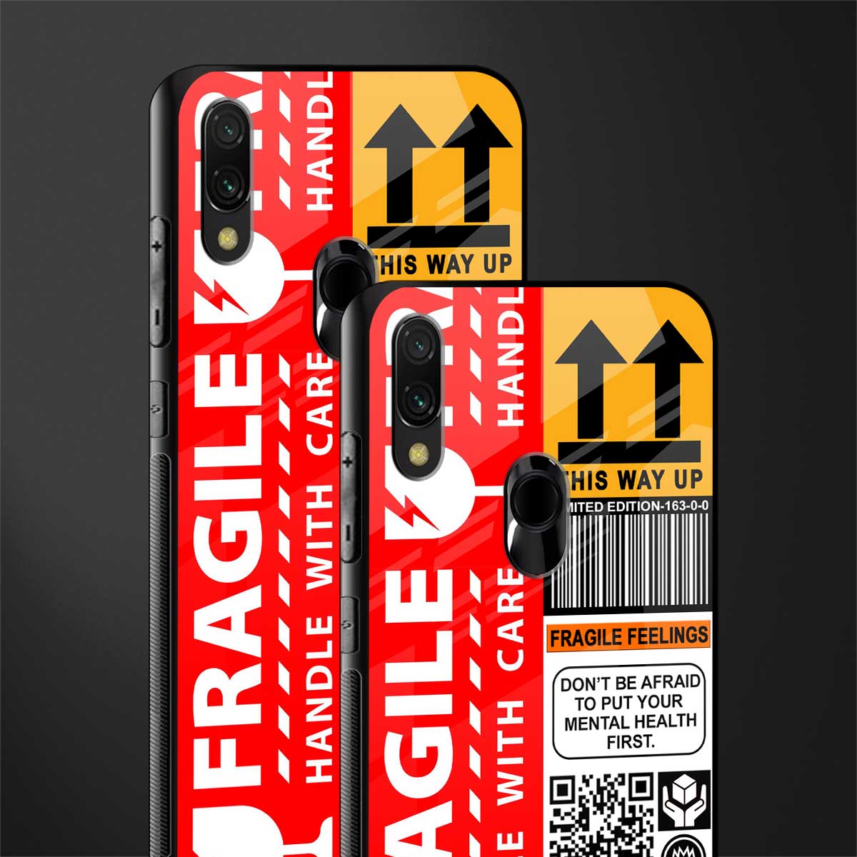 fragile feelings glass case for redmi y3 image-2