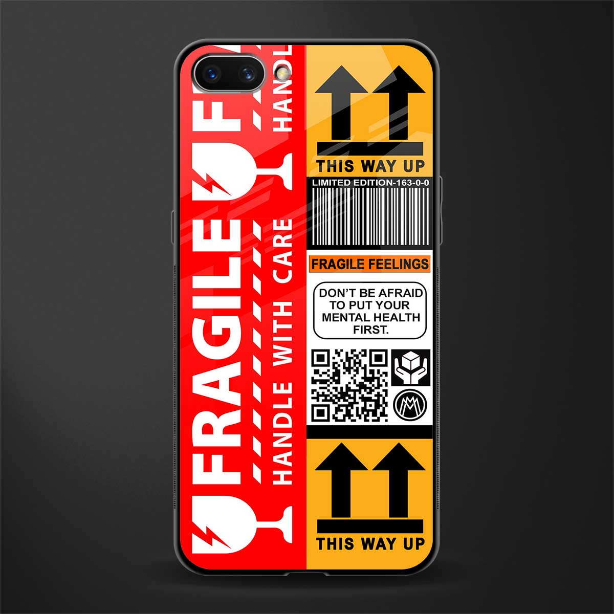 fragile feelings glass case for realme c1 image