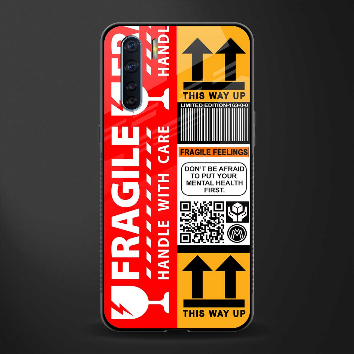 fragile feelings glass case for oppo f15 image