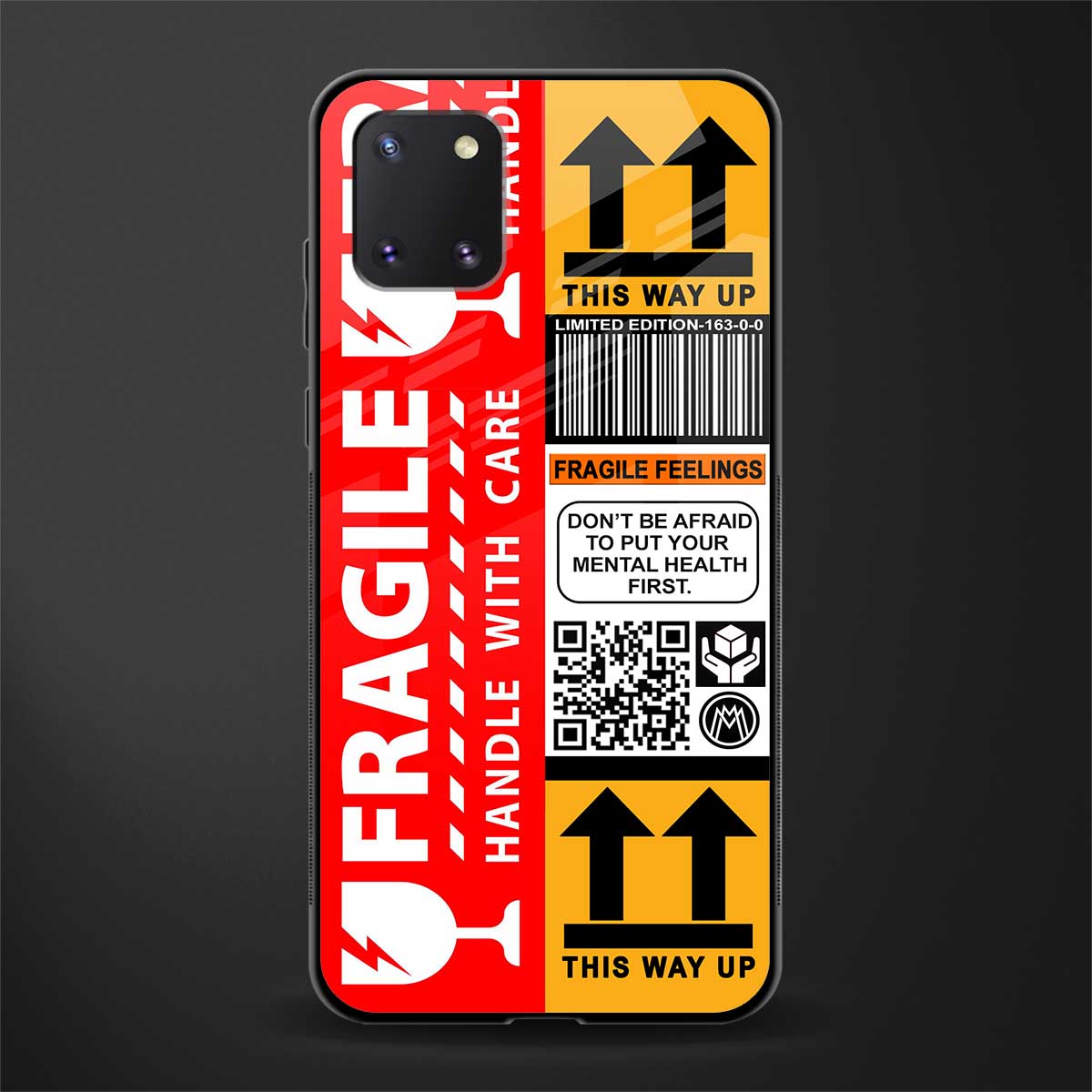 fragile feelings glass case for samsung a81 image