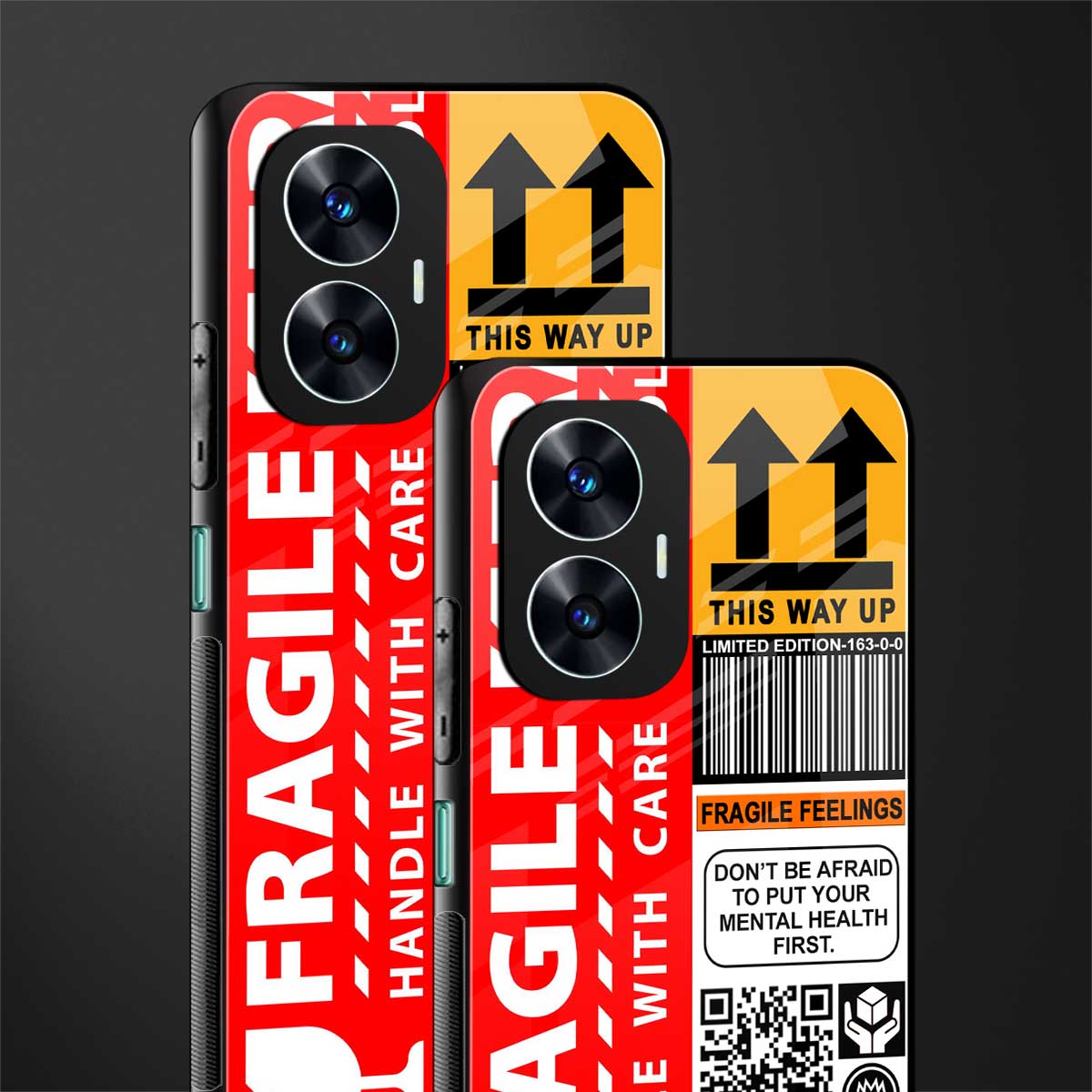 fragile feelings back phone cover | glass case for realme c55