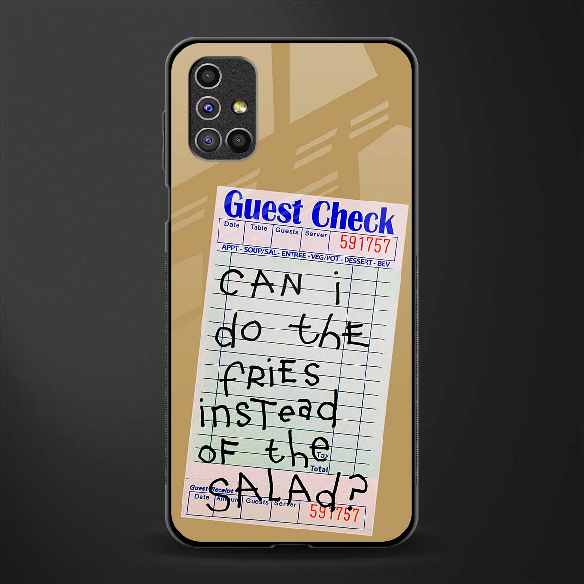 fries over salad glass case for samsung galaxy m31s image