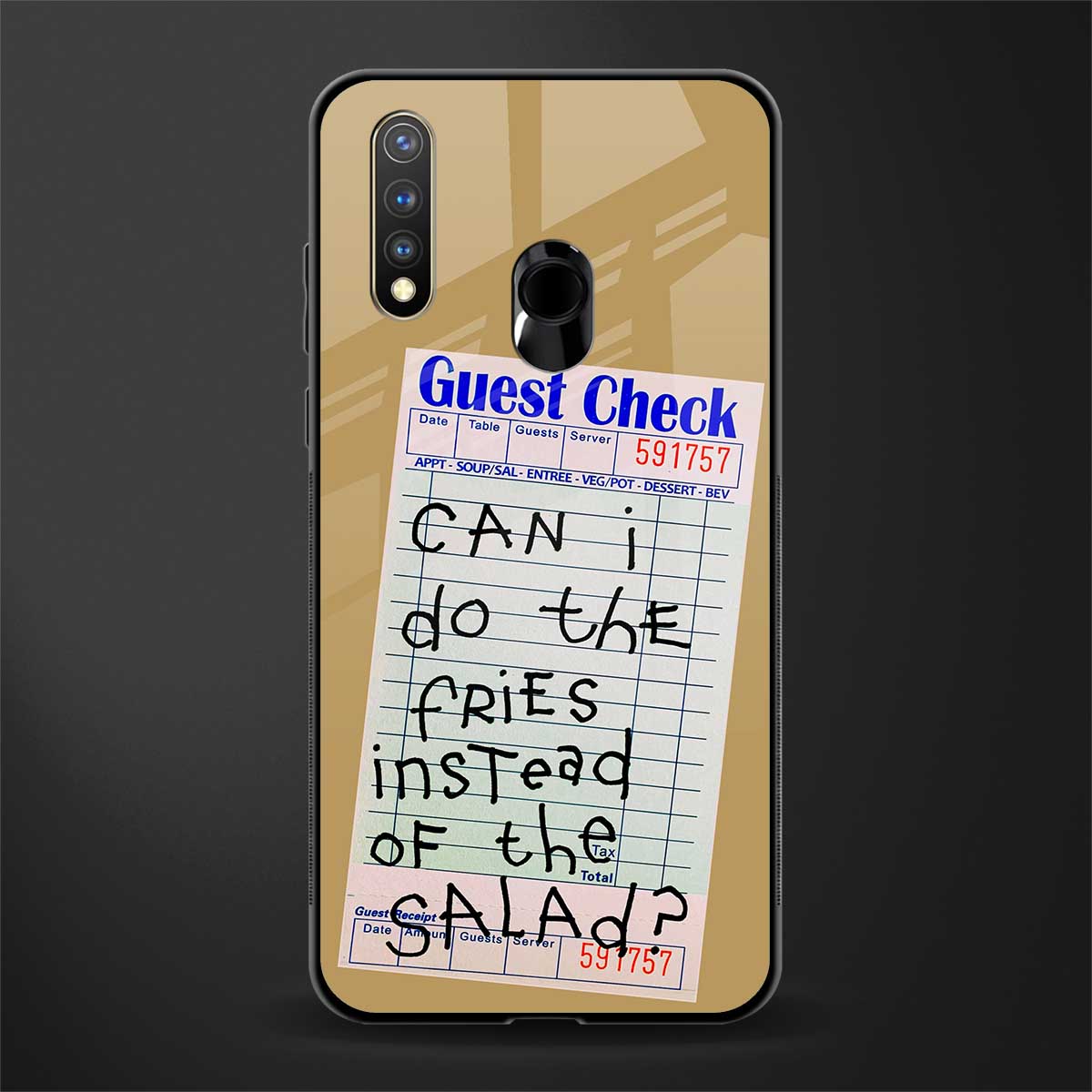 fries over salad glass case for vivo y19 image