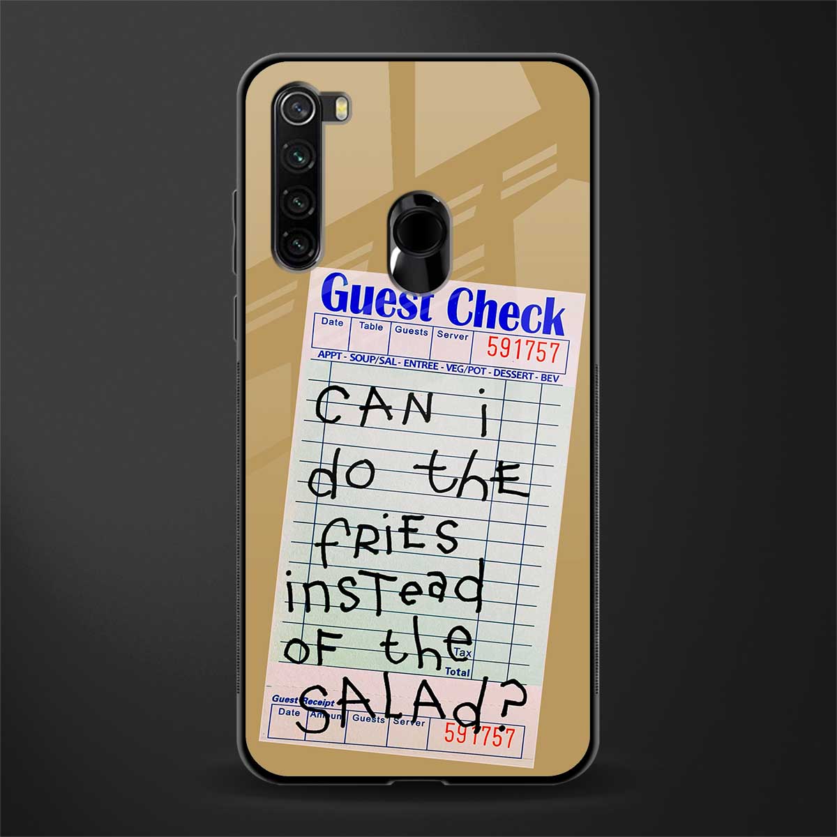 fries over salad glass case for redmi note 8 image
