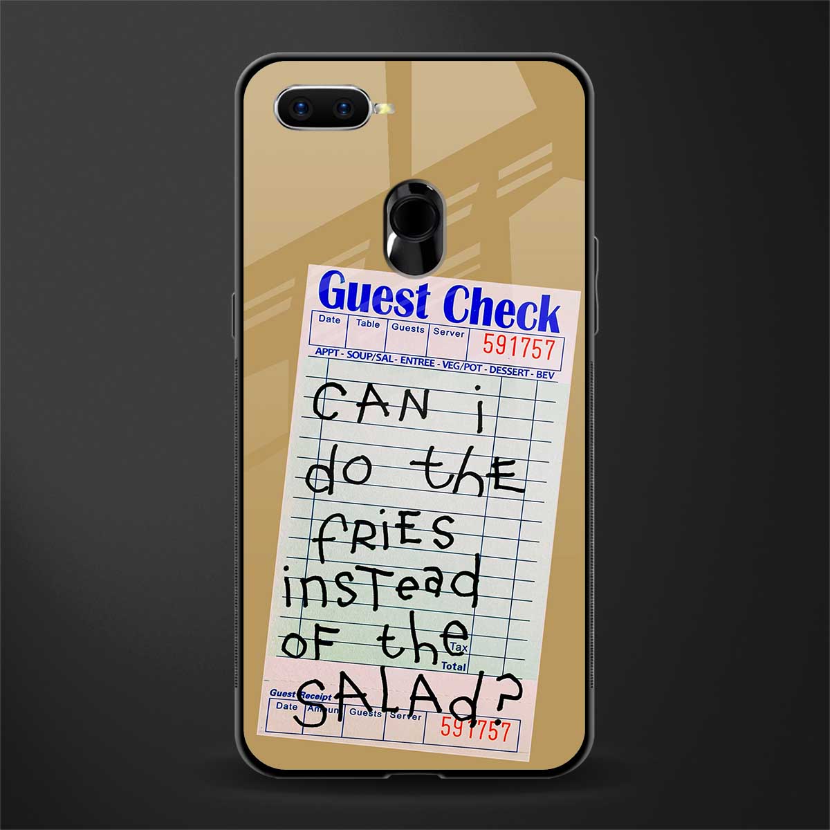 fries over salad glass case for oppo a7 image
