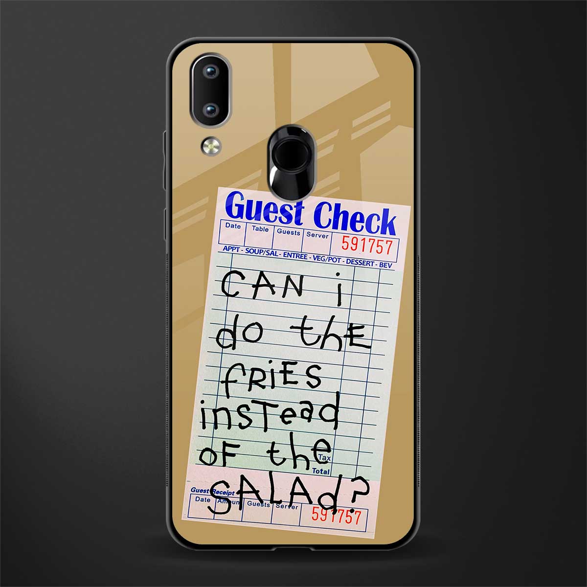 fries over salad glass case for vivo y91 image