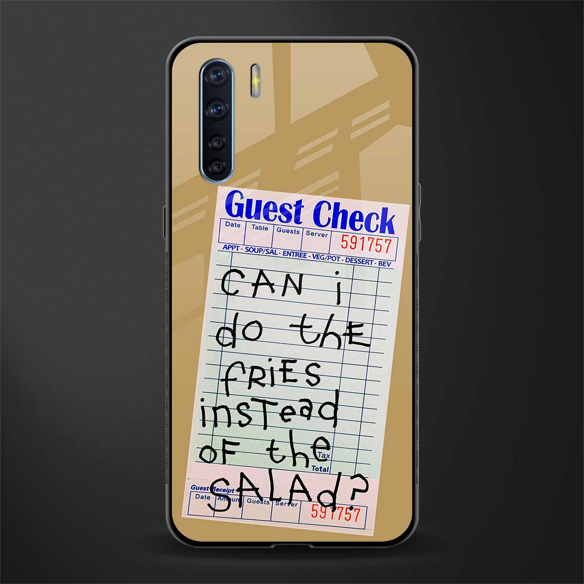 fries over salad glass case for oppo f15 image