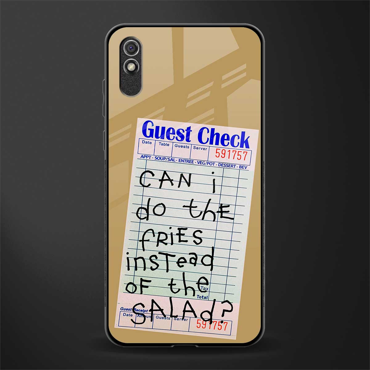 fries over salad glass case for redmi 9i image