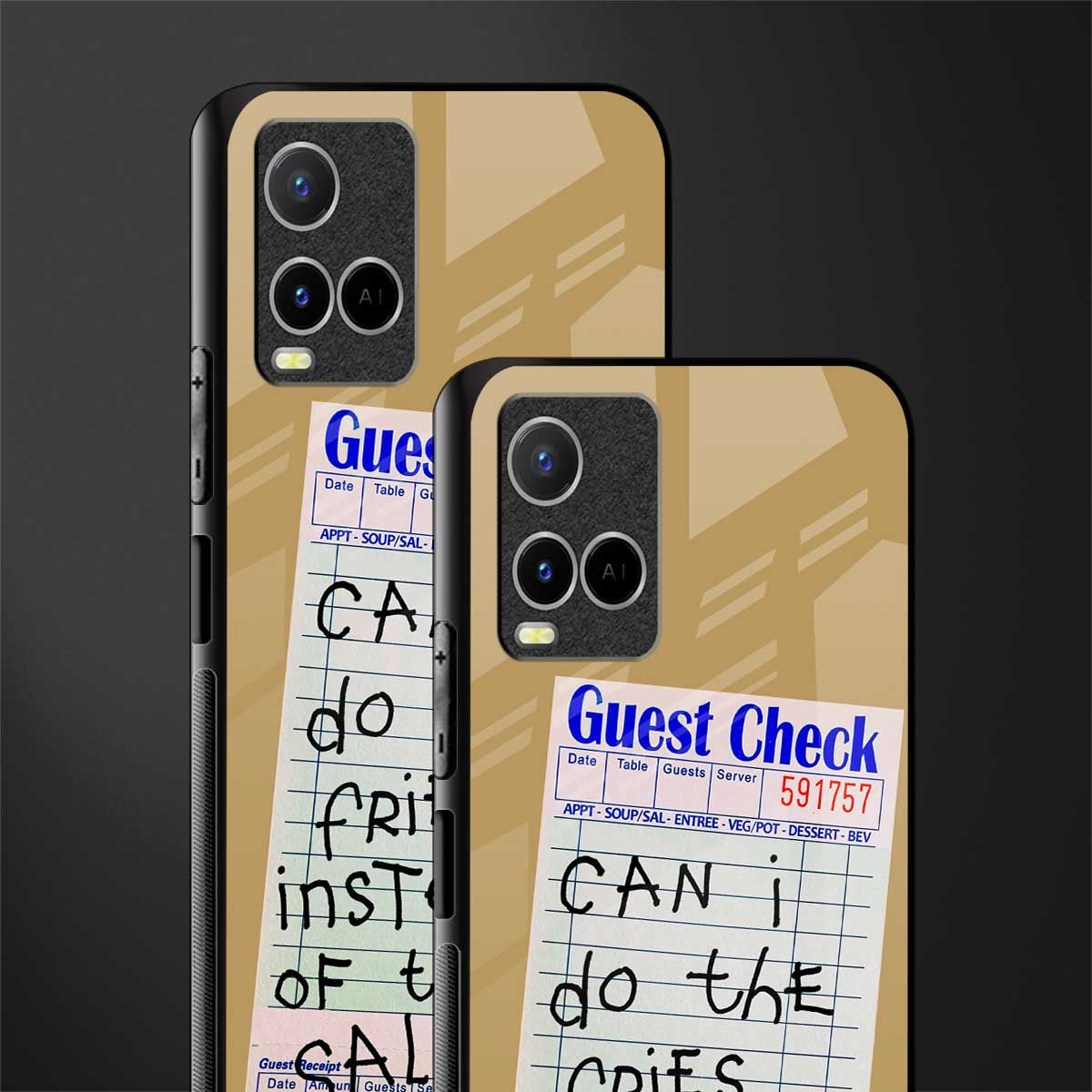 fries over salad glass case for vivo y21s image-2