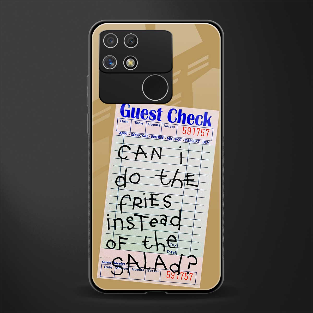fries over salad back phone cover | glass case for realme narzo 50a