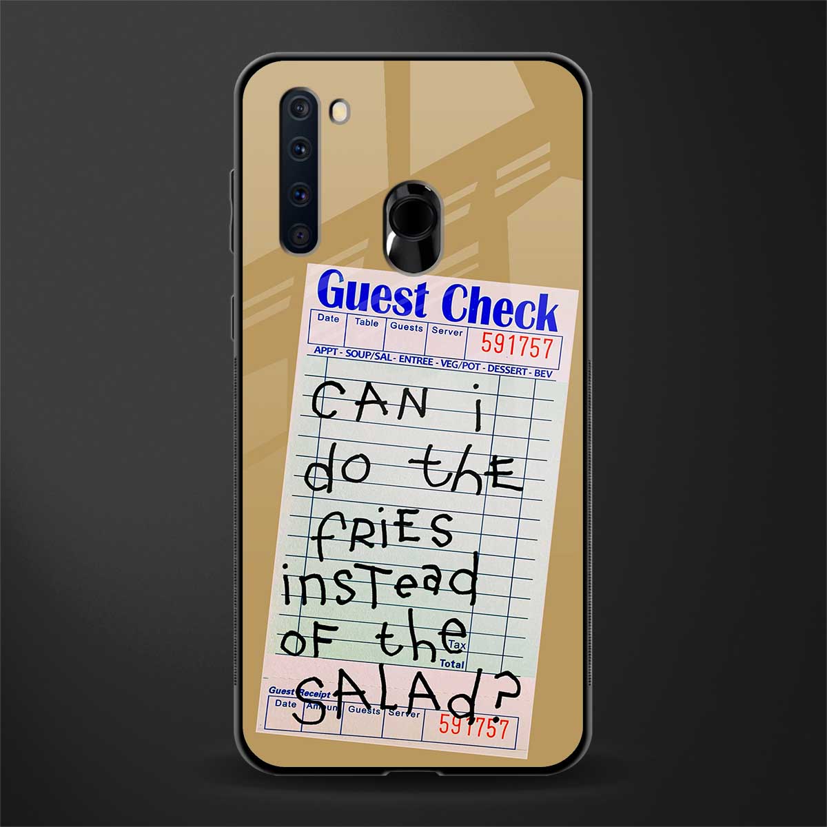 fries over salad glass case for samsung a21 image