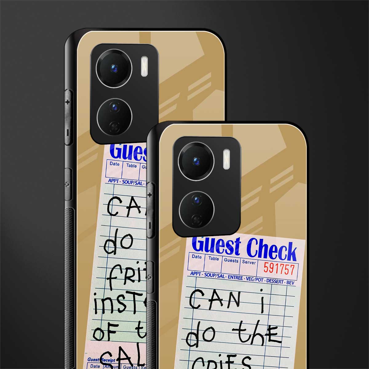 fries over salad back phone cover | glass case for vivo y16