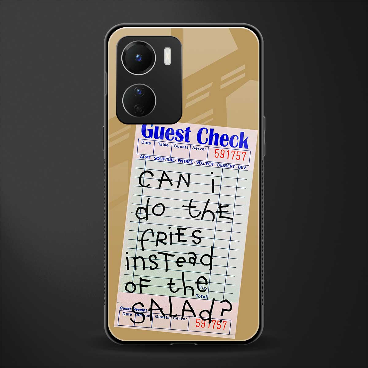 fries over salad back phone cover | glass case for vivo y16