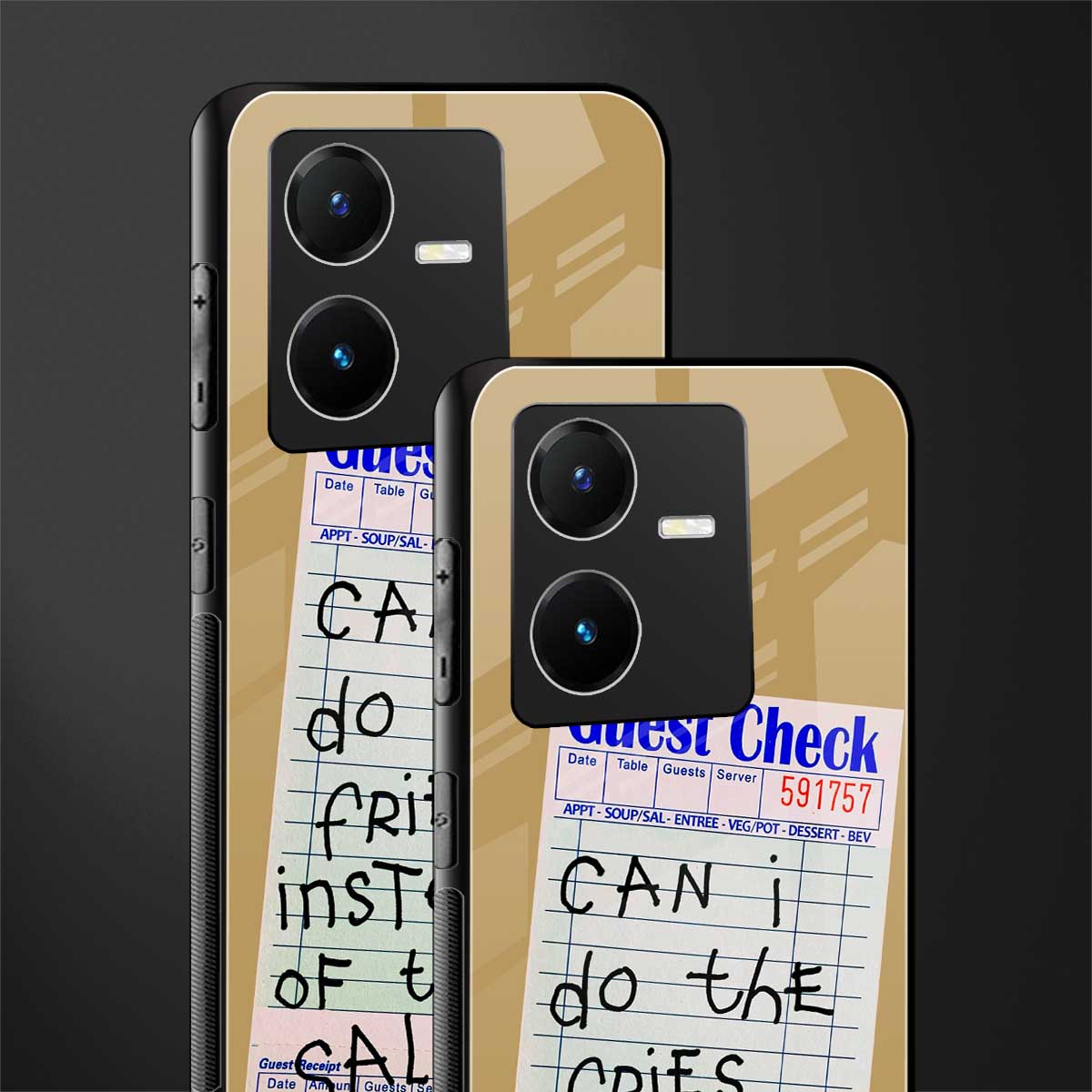 fries over salad back phone cover | glass case for vivo y22