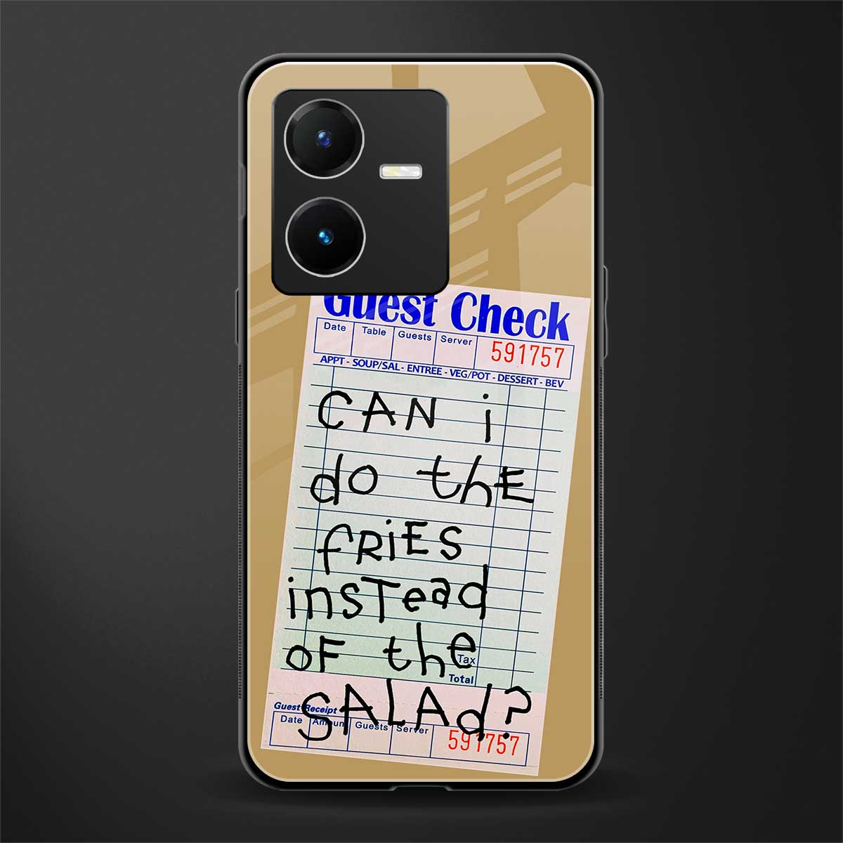 fries over salad back phone cover | glass case for vivo y22