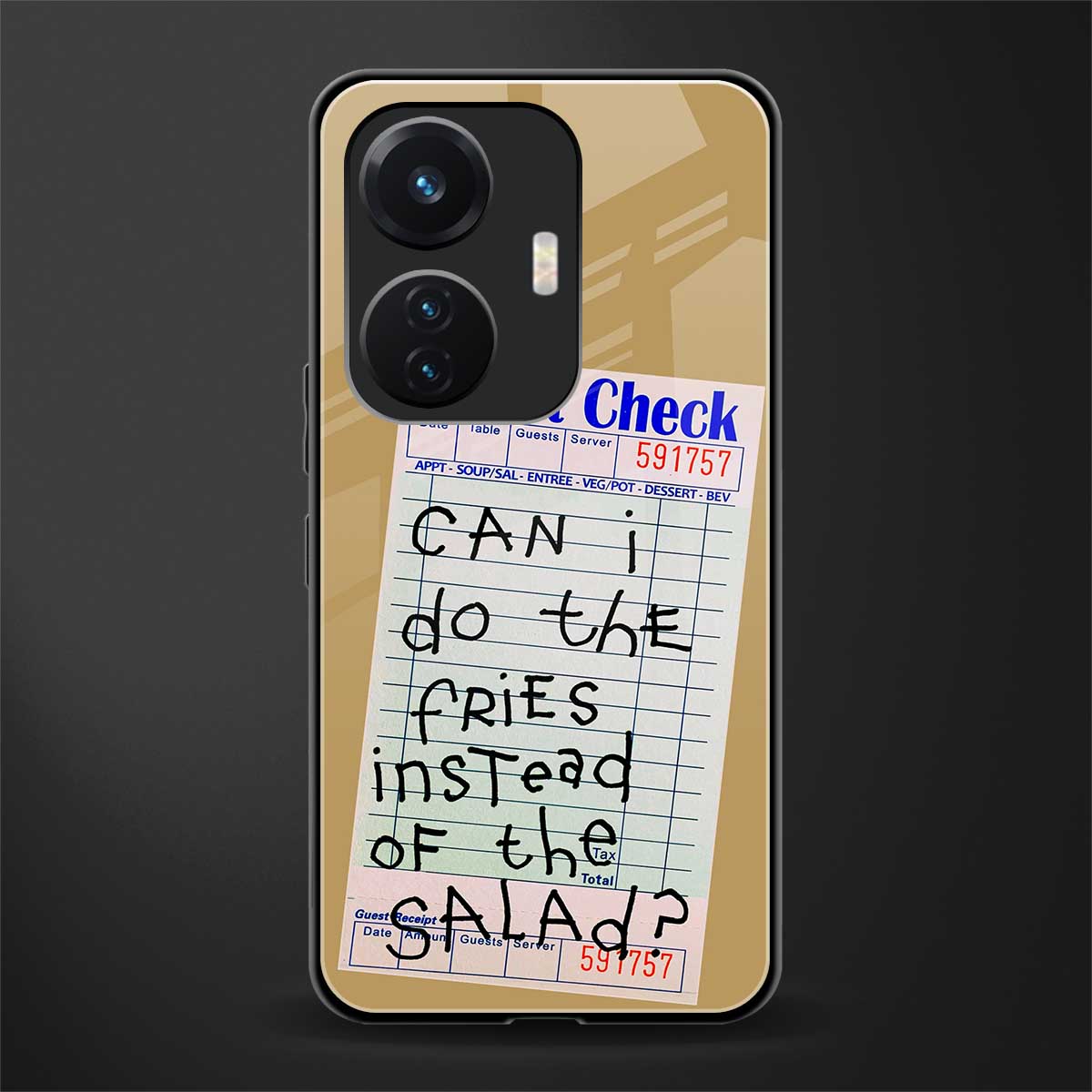 fries over salad back phone cover | glass case for vivo t1 44w 4g