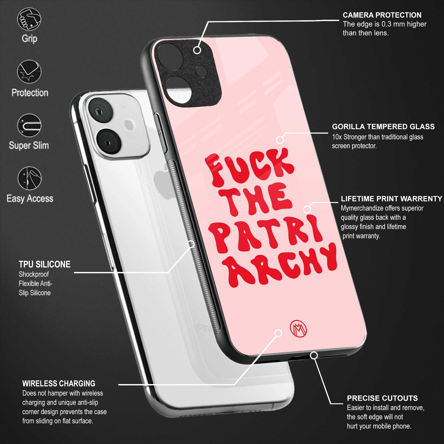 fuck the patriarchy glass case for oppo reno 3 pro image-4