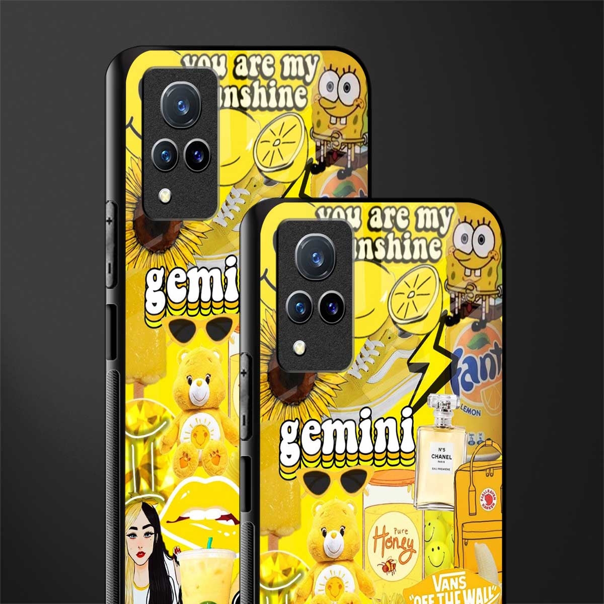 gemini aesthetic collage glass case for vivo v21 5g image-2