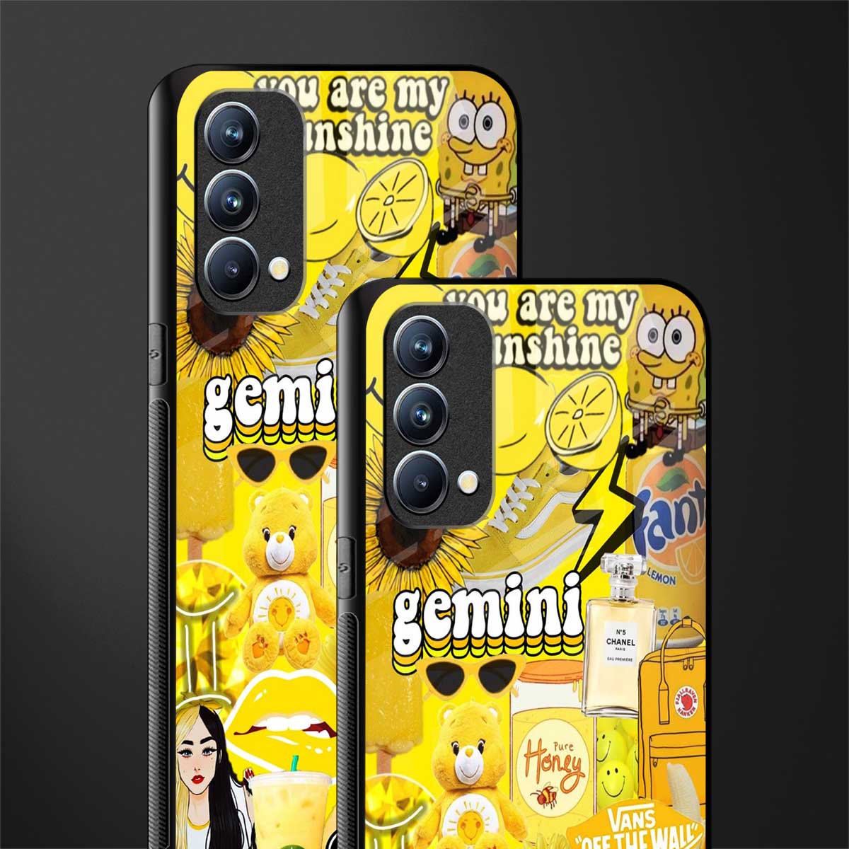 gemini aesthetic collage glass case for oppo f19 image-2